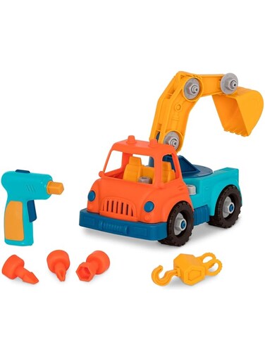 Battat Wonder Wheels - Take-Apart Crane Truck - Toy Crane Truck with Drill for Kids - Aged 3 Years and Up