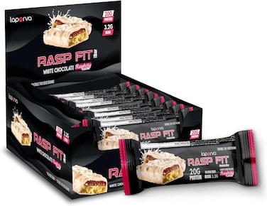 Laperva Rasp Fit Protein Bar White Chocolate Raspberry , 20G Protein, 3.2G Bcaa, No Added Sugar, Box of 12pcs