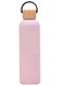 Water Bottle 750ML Leak Proof Thermos Water Bottle with Bamboo Lid and silicon Ring Reusable Insulated Stainless Steel Water Bottle, 25oz (Barbie Pink)