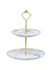 Affogato Cupcake Stand Tower Dessert Display Plate 2-Tier White Round Marble Ceramic Serving Tray Dish Treat Stacked Pastry Fruit Serving Platter Carrier for Gift Tea Party Restaurant