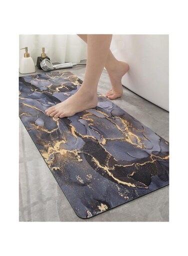 DEXI Bath Mat Rugs Bathroom Floor Mats Super Absorbent Ultra Thin Low Profile Non Slip Quick Dry Washable Carpet for Sink Shower Toilet, 17"x43" Dark Grey