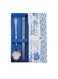 Portable Cutlery Set Reusable Travel Utensils, Stainless Steel Spoon Chopsticks Flatware Set, Camping Silverware, 3 Pcs Blue and White Porcelain Stainless Steel Metal Chopsticks Spoon Gift Box Set