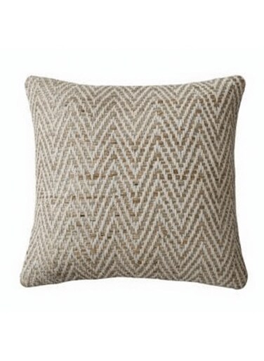 Rustic Style Square Cushion Made of Natural Jute &amp; Cotton &acirc;&euro;&ldquo; Bronze Tone Finish, 45&Atilde;&mdash;45 cm