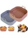 2Pcs Air Fryer Silicone Pot 8 Inch Silicone Air Fryer Liners Basket Food Safe Non Stick Air Fryer Accessories Reusable Replacement Parchment Air Fryer Liner Paper Fits 3.6 To 6.8QT Air Fryer Square