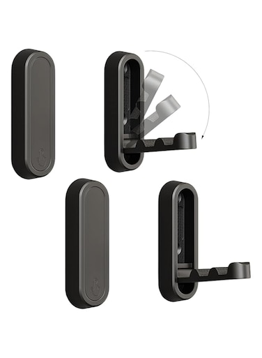 XSGTZMJ 4PCS Foldable Invisible Hook Zinc Alloy Bathroom Wall Hook Retractable for Closet Scarf Hat Robe Key Purse Bag Folding Hooks Minimalist Style (Black)