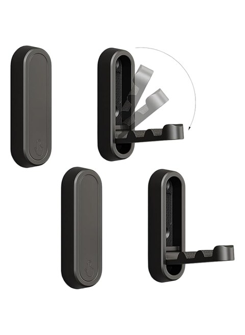 XSGTZMJ 4PCS Foldable Invisible Hook Zinc Alloy Bathroom Wall Hook Retractable for Closet Scarf Hat Robe Key Purse Bag Folding Hooks Minimalist Style (Black)
