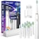 SEAGO Electric Toothbrush with 10 Brush Heads,Travel with Travel Case and Holder,Smart Timer for Adults,SG-2316 (White)
