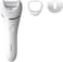 Philips Epilator Series 8000. Wet And Dry Cordless Hair Removal For Legs And Body With 3 Accessories. Extra Wide Epilator Head. BRE700