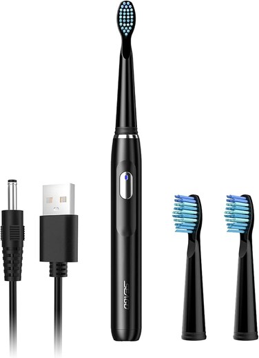 Seago Electric Toothbrush for Adults, with 3 Brush Heads and 4 Modes, Rechargeable Sonic Toothbrush One Charge for 30 Days, Travel Electric Toothbrushes with 2 Mins Timer Black
