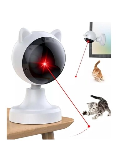 XVersion Automatic Cat Laser Toy, Adjustable Angle, 3 Speed Modes (Fast/Slow/Auto), Interactive Pet Toy for Cats &amp; Dogs, Rechargeable, Smart Laser Teaser for Indoor Play &amp; Exercise (White)