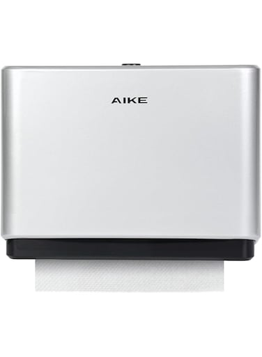 AIKE Multifold Paper Towel Dispenser, Wall Mount Tissue Dispenser with Smart Lock, 200 Sheets Silver, Folded Size 10" x 3.1" Or Smaller