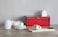 Brabantia Fall Front Bread Bin Passion Red, 46.5 x 25 x 18.7 cm, Steel Bread Storage Box with Magnetic Front Lid