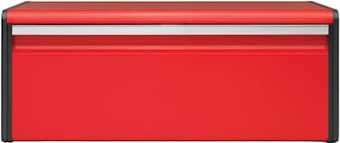Brabantia Fall Front Bread Bin Passion Red, 46.5 x 25 x 18.7 cm, Steel Bread Storage Box with Magnetic Front Lid