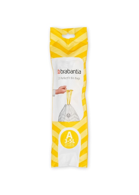 Brabantia PerfectFit Bin Liners Multipack (Size A 3 Litre) Thick Plastic Trash Bags with Tie Tape Drawstring Handles (200 Bags)