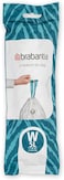 Brabantia PerfectFit Bin Liners Multipack (Size W/5 Litre) Thick Plastic Trash Bags with Tie Tape Drawstring Handles (40 Bags), White