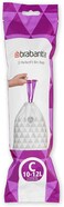 Brabantia PerfectFit Bin Liners Size C, 10-12 Litre, Thick Plastic Trash Bags with Tie Tape Drawstring Handles, 40 Bags, White