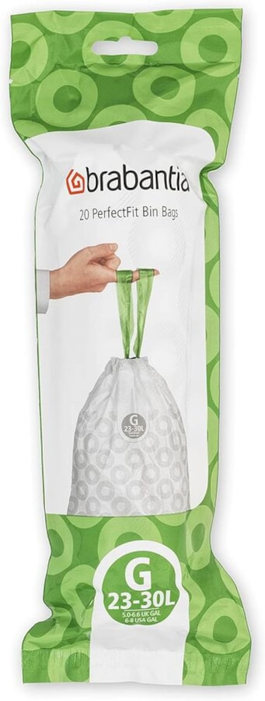 Brabantia Bin Liners, Size G 23-30 L 20 Durable Trash Bags