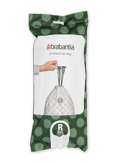 Brabantia PerfectFit Bags R (Size R/36 Litre) &ndash; 20 Thick Plastic Trash Bags per Roll