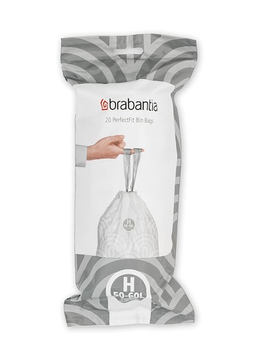 Brabantia Bin Bags Liners White H 50-60 ( 20 Bags Per roll )