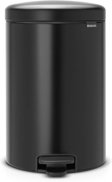 Brabantia Step Pedal Bin 20 L Matt Black – Trash Can with Plastic Inner Bucket