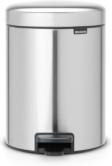Brabantia NewIcon Pedal Bin 5 L Matt Steel &ndash; Fingerprint Proof with Plastic Inner Bucket