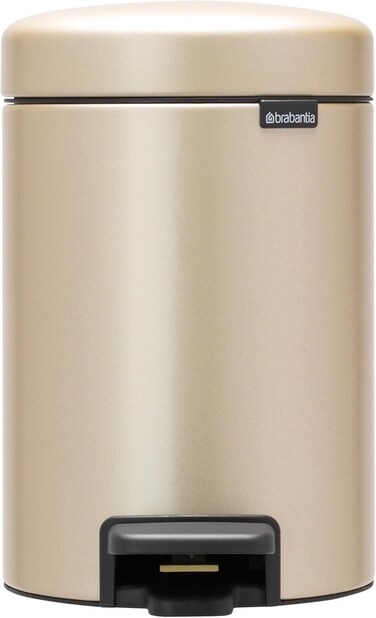 Brabantia NewIcon Pedal Bin 3 L Champagne &ndash; Soft-Closure Bathroom Rubbish Bin with Removable Inner Bucket + Bin Bags