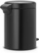 Brabantia NewIcon Pedal Bin 5 L Matt Black – Soft-Close with Plastic Inner Bucket