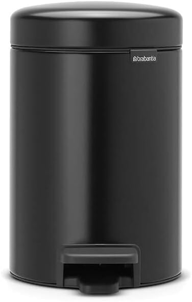 Brabantia NewIcon Pedal Bin 3 L Matt Black – Soft-Close with Plastic Inner Bucket