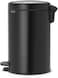 Brabantia NewIcon Pedal Bin 12 L Matt Black – Soft-Close with Plastic Inner Bucket