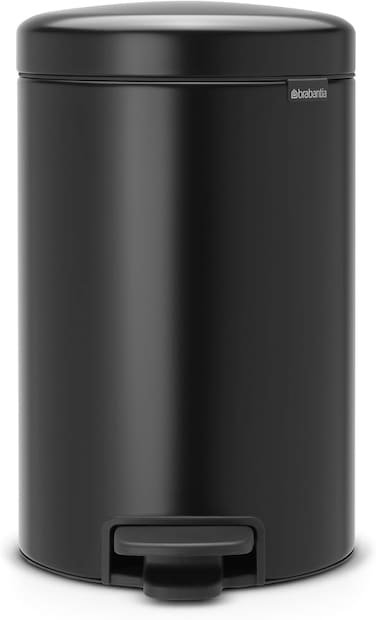 Brabantia NewIcon Pedal Bin 12 L Matt Black – Soft-Close with Plastic Inner Bucket