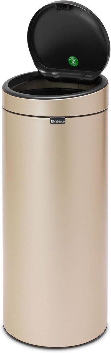 Brabantia Touch Bin New 30L with Removable Lid &amp; Soft-Touch Open &ndash; Metallic Gold + Free Bin Bags