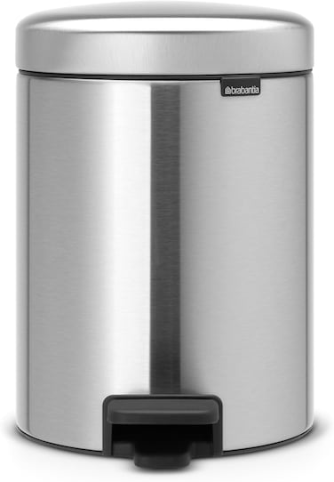 Brabantia NewIcon Pedal Bin 5 L Matt Steel- with Plastic Inner Bucket