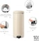 Brabantia NewIcon Pedal Bin 30 L Soft Beige &ndash; Large Kitchen Bin with Soft-Close Lid &amp; Removable Inner Bucket
