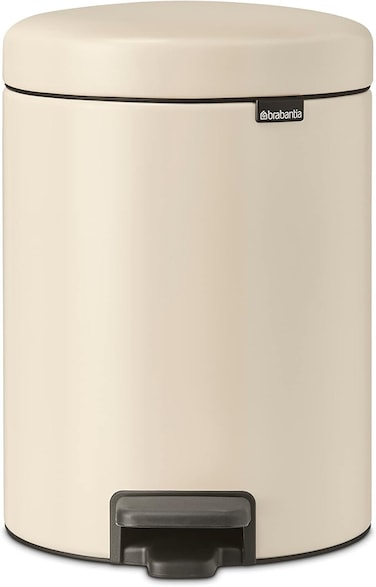 Brabantia NewIcon Pedal Bin 5 L Soft Beige &ndash; Soft-Closure Bathroom Rubbish Bin with Removable Inner Bucket + Bin Bag