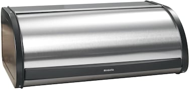 Brabantia Roll Top Bread Box Large Matt Steel Fingerprint Proof, Space-Saving Kitchen Bread Storage Bin