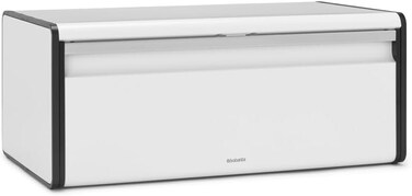 Brabantia Large Fall Front Bread Bin White, Rectangular Front Opening Bread Box with Flat Top, Fits 2 Loaves