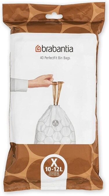 Brabantia PerfectFit Bin Liners Size X, 10-12 Litre, White, 40 Bags