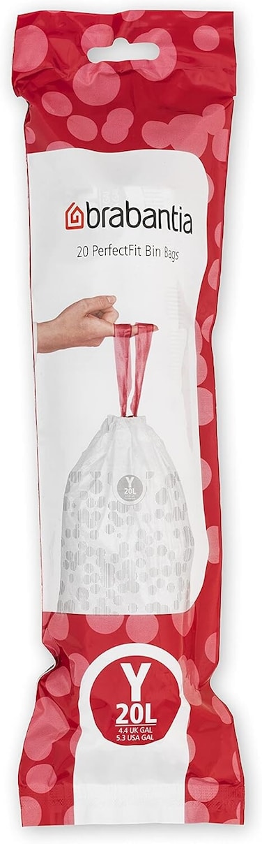 Brabantia Bin Liners Size Y, 20 Litre, White, 20 Bags