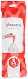 Brabantia PerfectFit Bin Liners Size B (5 Litre) &ndash; 40 Bags,
 Thick Plastic Trash Bags with Tie-Tape Drawstring, White