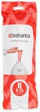 Brabantia PerfectFit Bin Bags Size B (5&ndash;7 Litre) &ndash; 60 Bags &ndash; 
Strong Drawstring Trash Liners, White
