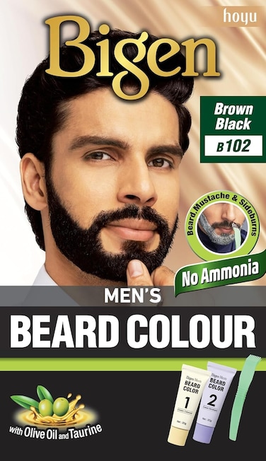 Bigen Men&rsquo;s Beard Colour B102 Brown Black, 
No Ammonia Formula with Aloe Extract &amp; Olive Oil