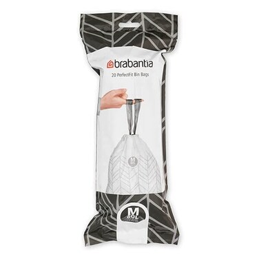 Brabantia PerfectFit Bin Liners Size M
 (60 Litre) &ndash; 3 x 20 Rolls (Total 60 Bags), White