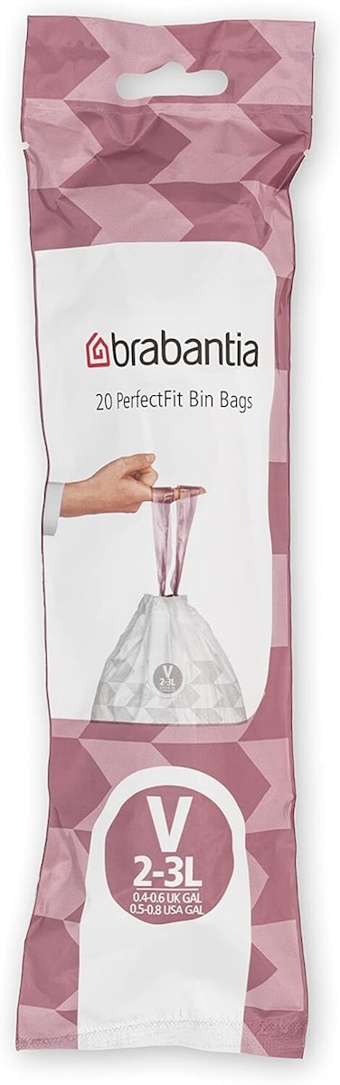 Brabantia IdealFit Bin Liners Size V, 2- 3L, 20 Bags, White