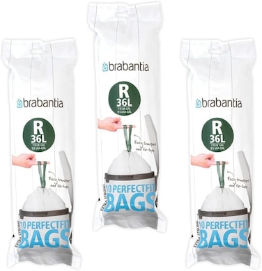 Brabantia Bin Liners Size R, 36L, 60 Bags, White