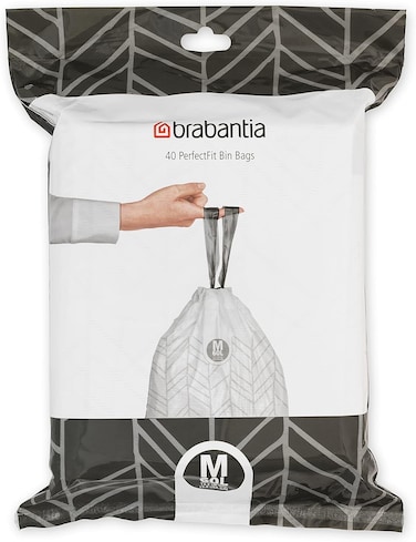 Brabantia PerfectFit Bin Liners Size M, 60L, 40 Bags, White