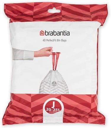 Brabantia PerfectFit Bags Size J, 23L, 40 Pieces, White