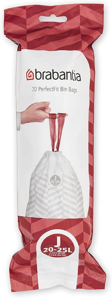 Brabantia PerfectFit Trash Bags Size J, 20-25L, 20 Bags, White