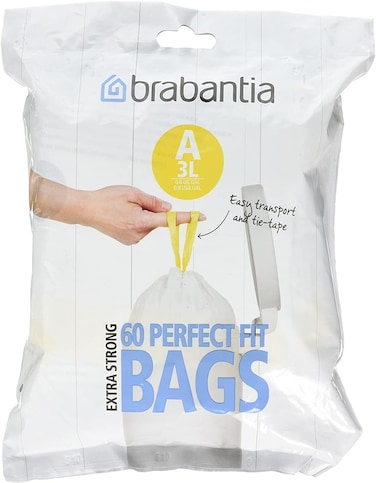 Brabantia Bin Liners Size A, 3L, 60 Bags, White