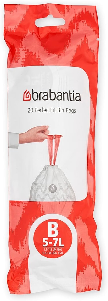 Brabantia Bin Liners Size B, 5-7L, White