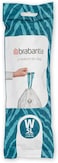 Brabantia PerfectFit Bin Liners Size W (5 Litre) – 60 Bags (3 x 20 Rolls), Thick Plastic Trash Bags with Tie Tape Handles, White